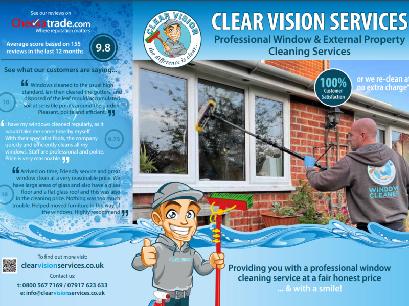 Professional window and external cleaning services by clear vision services